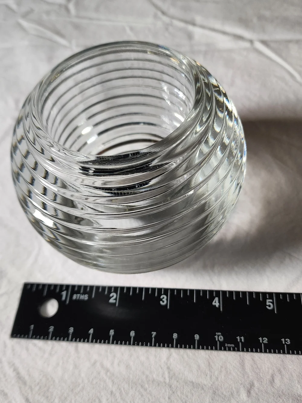 Home Interiors Clear Ribbed Globe Candle Holder